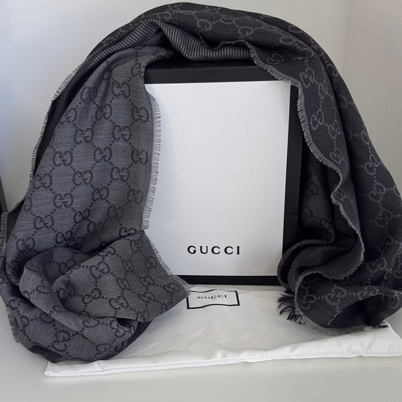 Gucci Other - Gucci Black and Gray Monogram Scarf unisex
